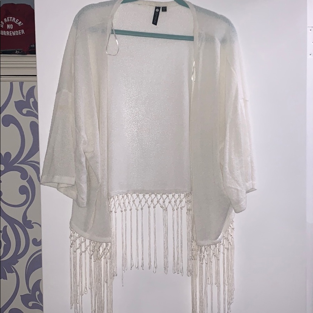 Open Coverup/ Cardigan with super fun fringe